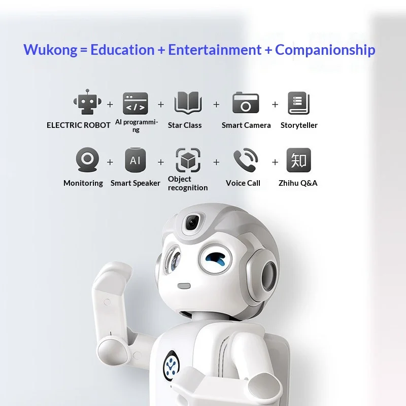 AI Wukong Plastic Smart Educational Robot Children's Companion Intelligent Humanoid LCD Display Can Talk Remote Monitoring Toy - Image 4