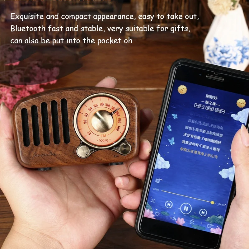 R919 Retro Radio Bluetooth Speaker, FM Radio with Old Fashioned Classic Style, Bluetooth, TF Card Slot,Walnut Wood HOT - Image 5