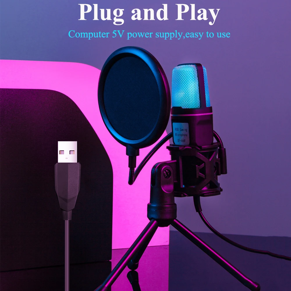 KEBIDU USB Microphone Kits Professional Live Streaming Microphone Wired Gaming Mic for Podcast Recording Studio Streaming Laptop - Image 6
