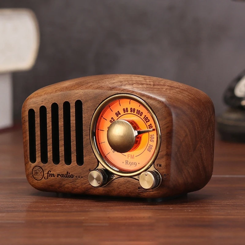 R919 Retro Radio Bluetooth Speaker, FM Radio with Old Fashioned Classic Style, Bluetooth, TF Card Slot,Walnut Wood HOT