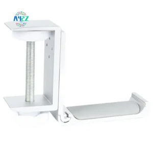 A42Z-Under Desk Headset Stand Foldable Headset Hanger Mount Aluminum Gaming Headphone Clamp Hook Non Slip Silicone Pad