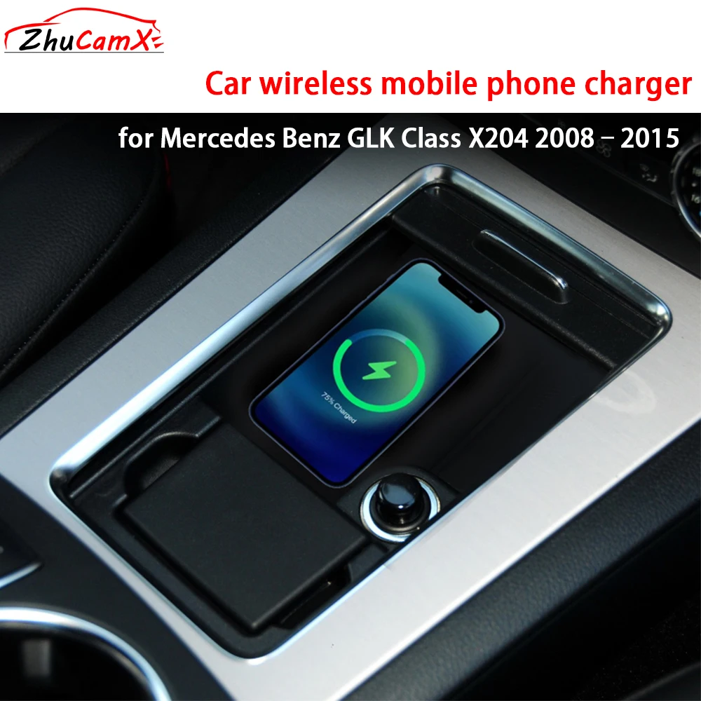 for Mercedes Benz GLK Class X204 2008–2015 Center Console Storage Wireless Mobile Phone Charger 18W Magsafe Fast Charging Panel