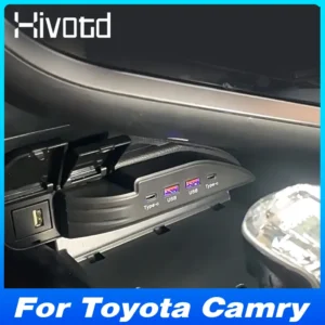 For Toyota Camry Car Docking Station USB HUB Type-C Multi-port Fast Cell Phone Charger Adapter Splitter Accessories 2018-2024