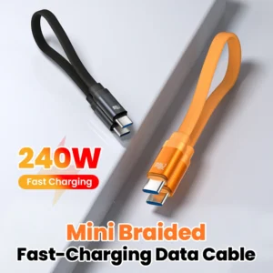 Elough 240W Double Type C Short Magnetic Braided Fast Charging Data Cable for iPhone 17 Samsung Power Bank Tablet Fast Charging