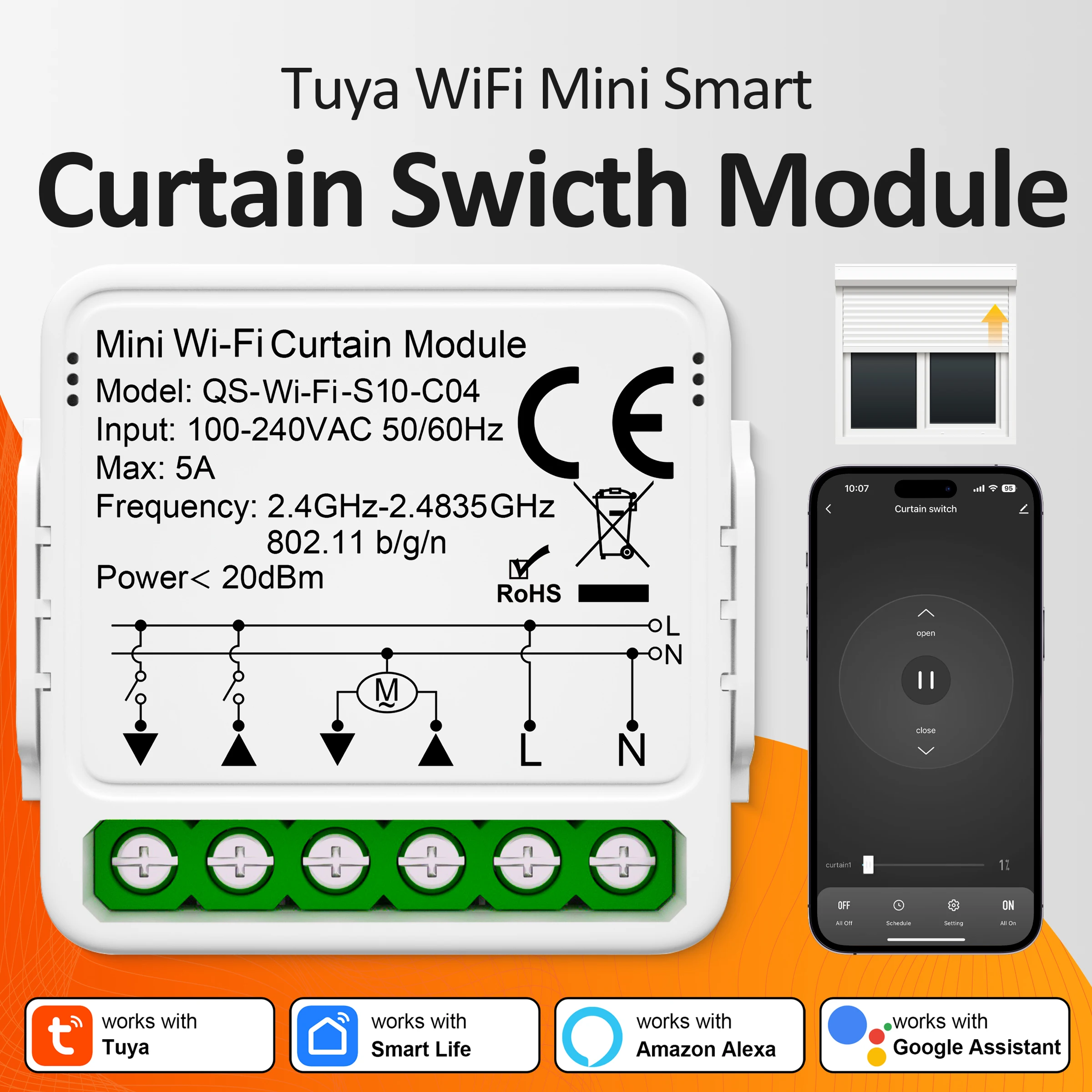 Tuya WiFi Smart Curtain Switch Roller Blinds Shutter Module Works With Alexa Google Home Assistant