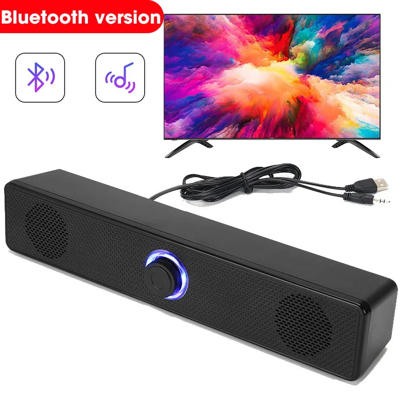 HOMEFISH BT5.0 Soundbar Speaker Wired Wireless Dual Mode 9D Surround Stereo Bass Anti-Interference for PC TV Phone Gaming