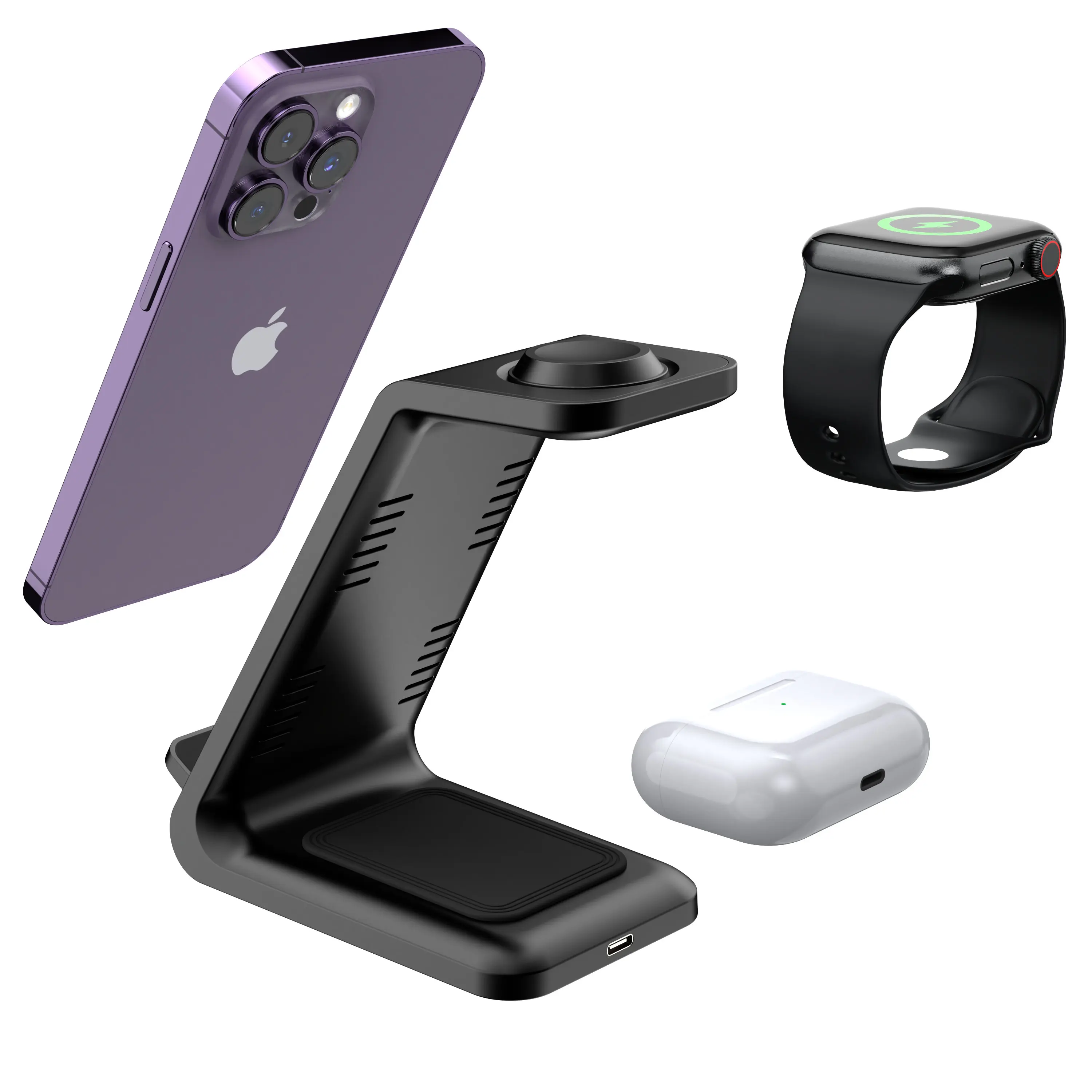 3 in 1 Wireless Charger Stand Fast Charging Dock Station For iPhone 15 14 XR Apple Watch 6 7 iWatch 30W wireless charging HT-ZZ1 - Image 6