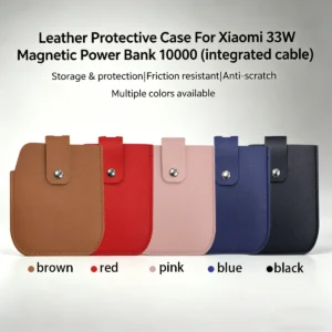 PU Leather Protective Case for Xiaomi 33W Magnetic Power Bank 10000mAh, Integrated Cable, Anti-Scratch Portable Storage Bag