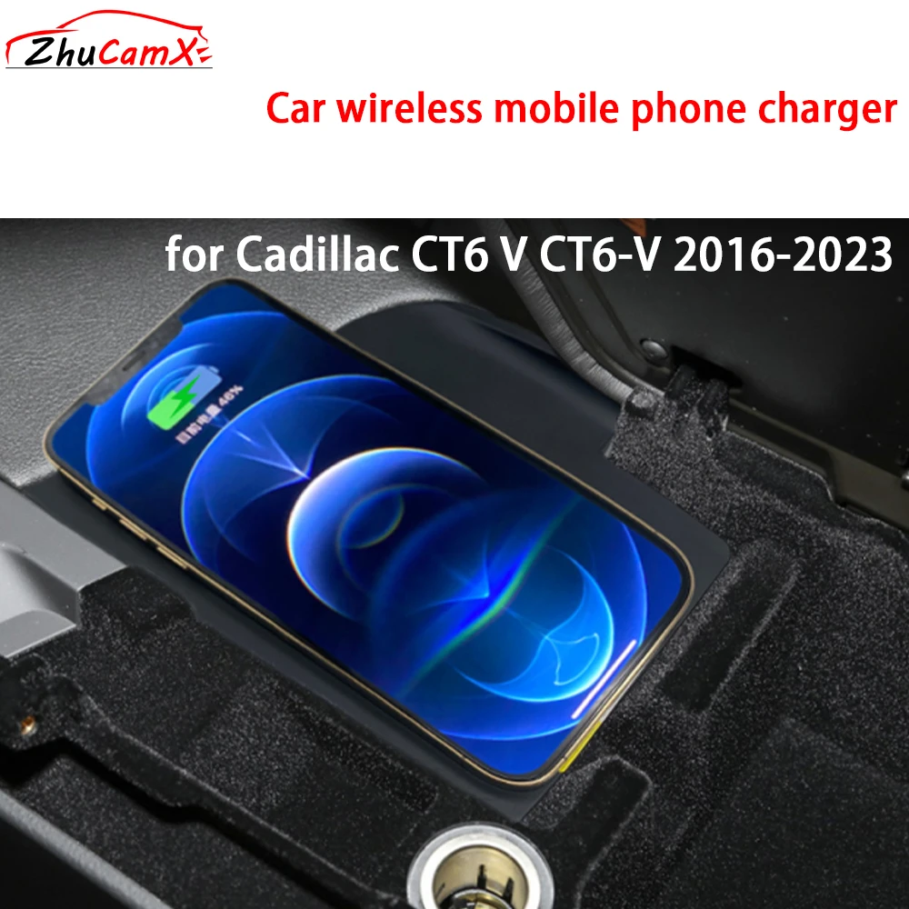 for Cadillac CT6 V CT6-V 2016-2023 Armrest Storage Car Wireless Mobile Phone Charger QI 18W iPhone Magsafe Fast Charging Panel