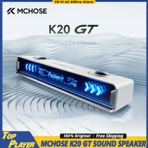 MCHOSE K20 Gt Gaming Bluetooth Soundbar Full Screen Lyric Display Four Speakers 7 1 Surround Sound For Desktop Pc Black