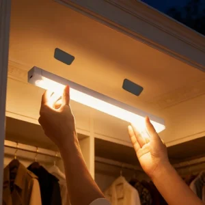 LED Under Cabinet Light with Motion Sensor Rechargeable Magnetic Strip for Stairs Hallway White/Warm Light Indoor Night Light