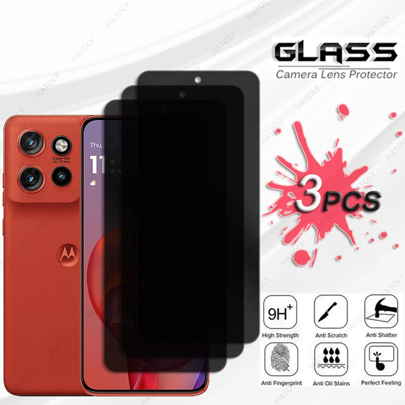 4PCS Glass Privacy Screen Protector For Motorola Edge 60 Neo Glass For Moto Edge 60 Neo Camera Lens Protector Anti-spy Glass - Image 3