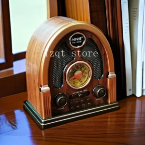 Retro Style Radio Imitation Wood Desktop Ornament Classic Old Bluetooth Multi-band Card Charging Old Man