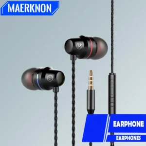 3.5mm Wired Headphones Noise Canceling Headphones In-ear Sports Earphones With Microphone Bass Stereo Earbuds For Smartphone