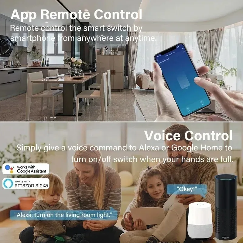 16A Wifi Smart Switch Smart Home Light Switches Module 2 Way Control Work with Tuya Smart Life Alexa Google Home Switch - Image 2