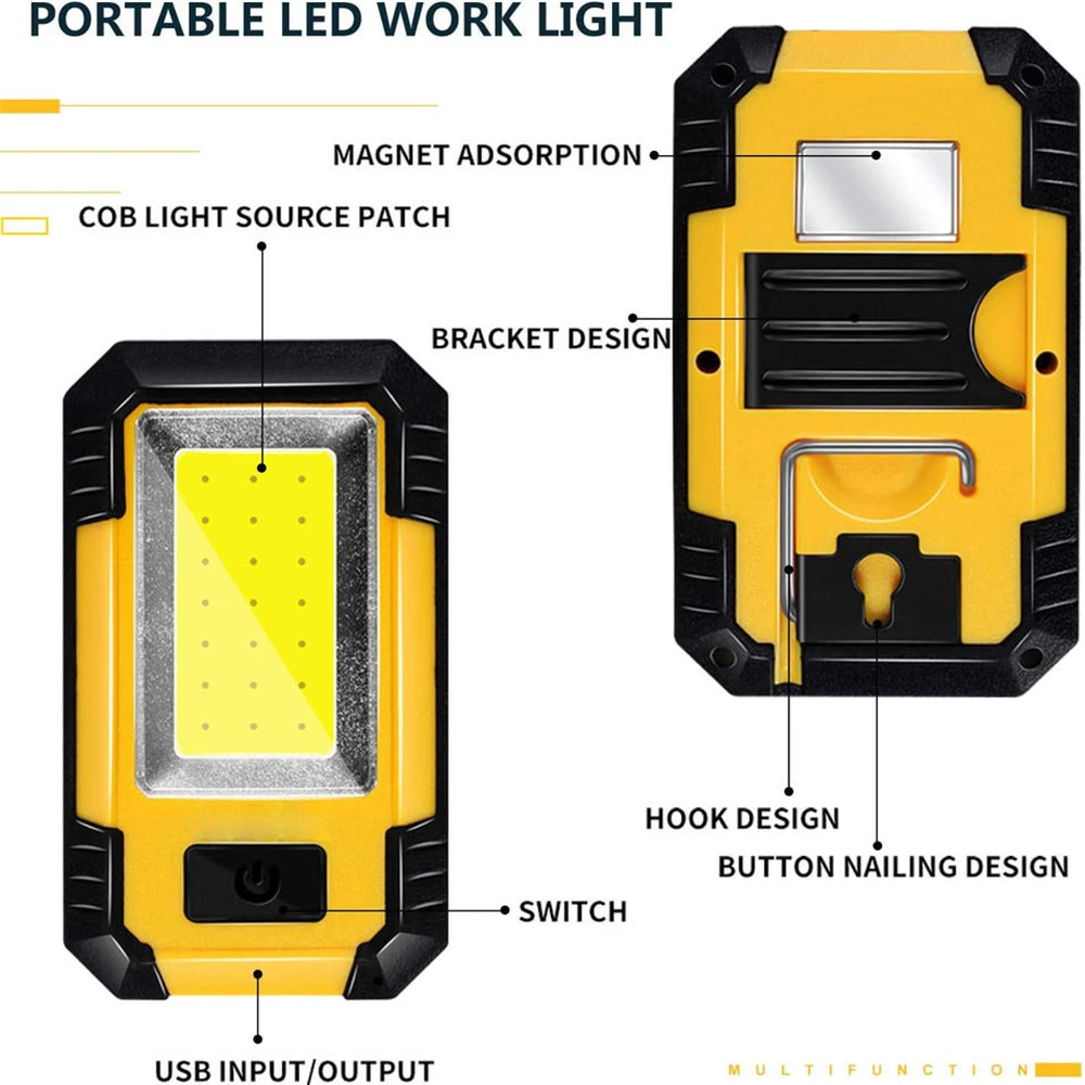 4000mah Led Work Light Rechargeable Super Bright COB Flashlight With Magnetic Portable Outdoor Camping Lantern Emergency Lamp - Image 5