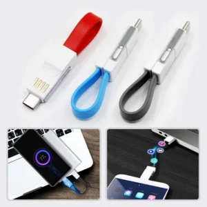 3 in 1 Magnetic Keychain USB Cable Micro USB Charge Wire USB Type C 8Pin Portable Short Power Bank Data Cord For iPhone Android