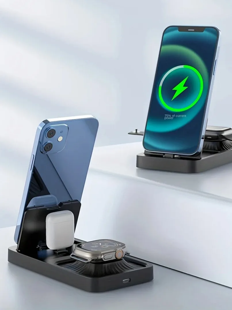 3 in 1 Foldable Wireless Charging Station Super Fast Charger Stand For iPhone 17 16 15 14 13 Pro Max Apple Watch AirPods Devices - Image 2