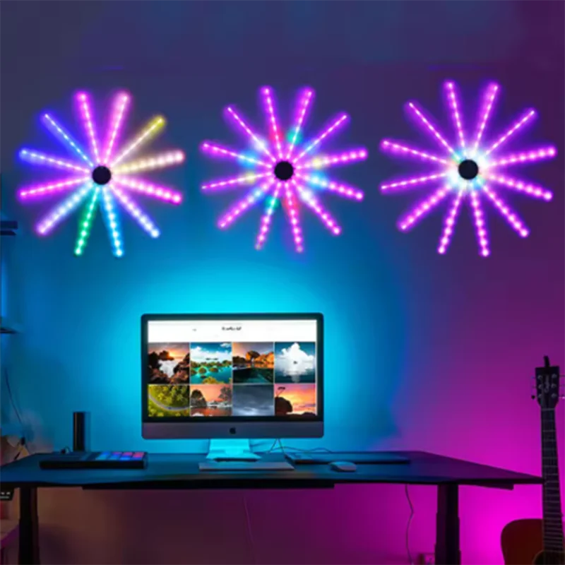 NEWIC Firework Strip Lights LED Bluetooth APP Control Neon Strip USB 5V Changing Smart Lamp Sync Music Bedroom Decor Dream Light