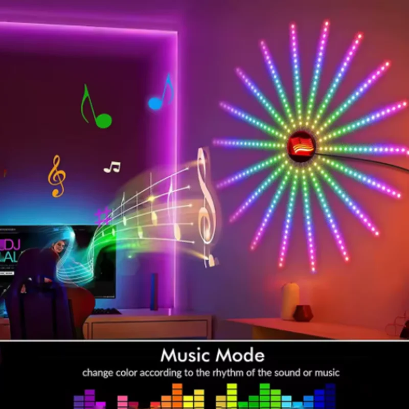 NEWIC Firework Strip Lights LED Bluetooth APP Control Neon Strip USB 5V Changing Smart Lamp Sync Music Bedroom Decor Dream Light - Image 4