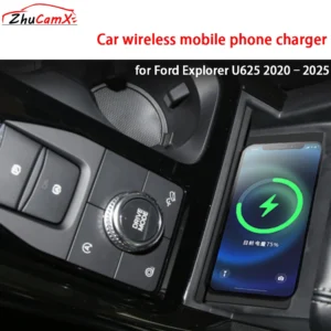 ZhuCamX for Ford Explorer U625 2020–2025 Armrest Storage Wireless Mobile Phone Charger QI 18W iPhone Magsafe Fast Charging Panel