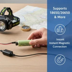 Universal Magnetic 3.7V 4.2V Lithium Battery Charging Cable for Power Bank Headlamp Quick Recharge Cord for Home Travel Use