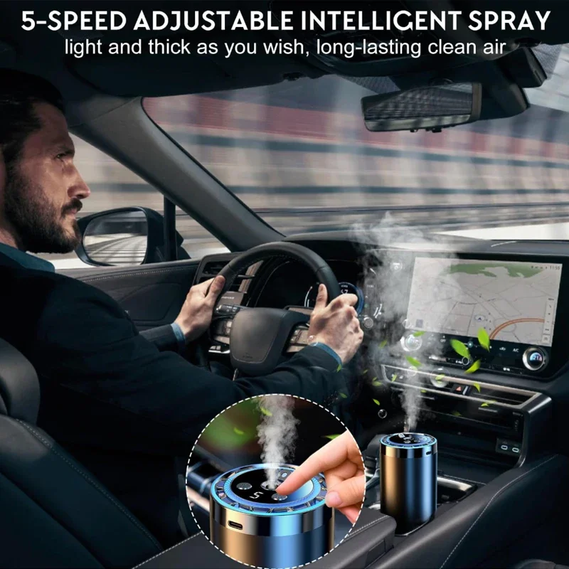 New Aroma Diffuser 5 Modes with Digital Display Smart Car Air Freshener Rechargeable Humidifier Starry Light Car Accessories - Image 2