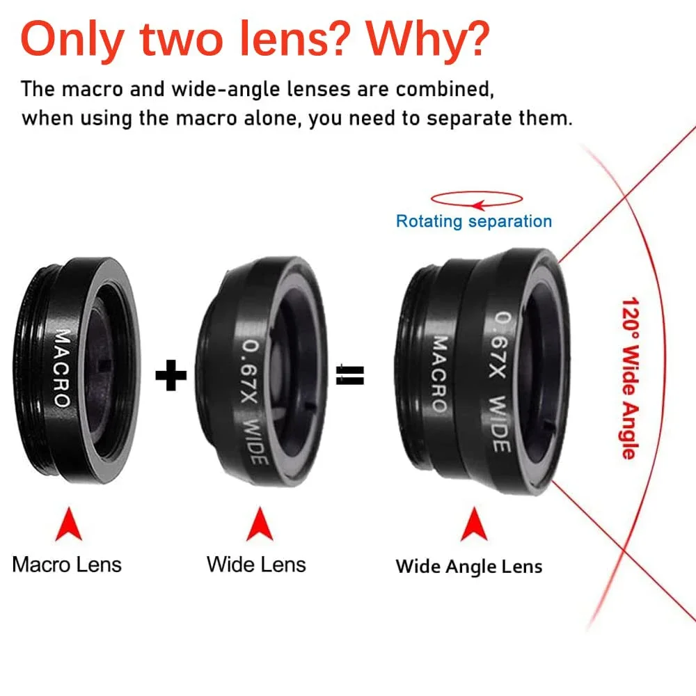 3 in 1 Fisheye Phone Lens Wide Angle Zoom Lens Fish Eye Macro Lenses Camera Kits With Clip Lens On The Phone For All Smart Phone - Image 2