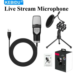 KEBIDU USB Microphone Kits Professional Live Streaming Microphone Wired Gaming Mic for Podcast Recording Studio Streaming Laptop
