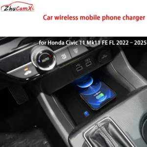 for Honda Civic 11 Mk11 FE FL 2022–2025 Center Console Storage Wireless Mobile Phone Charger QI 18W iPhone Magsafe Fast Charging