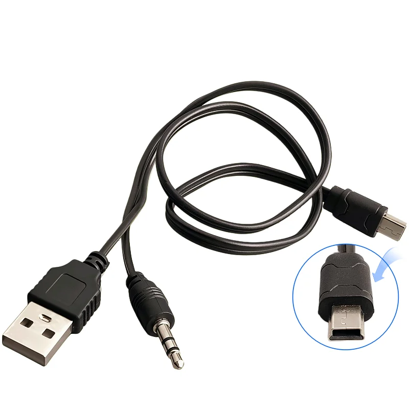 1PCS USB Cable 3.5mm Jack AUX Cable+USB Male Mini USB 5 Pin Charge for Bluetooth Player Portable Speaker Date Cable Audio Wire - Image 6