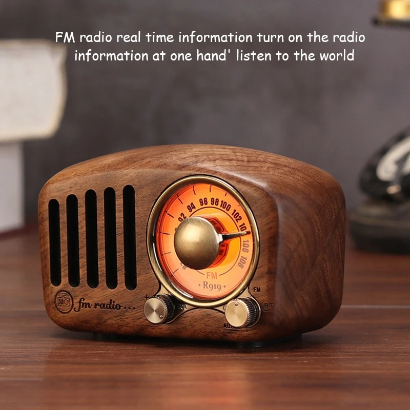 R919 Retro Radio Bluetooth Speaker, FM Radio with Old Fashioned Classic Style, Bluetooth, TF Card Slot,Walnut Wood HOT - Image 4