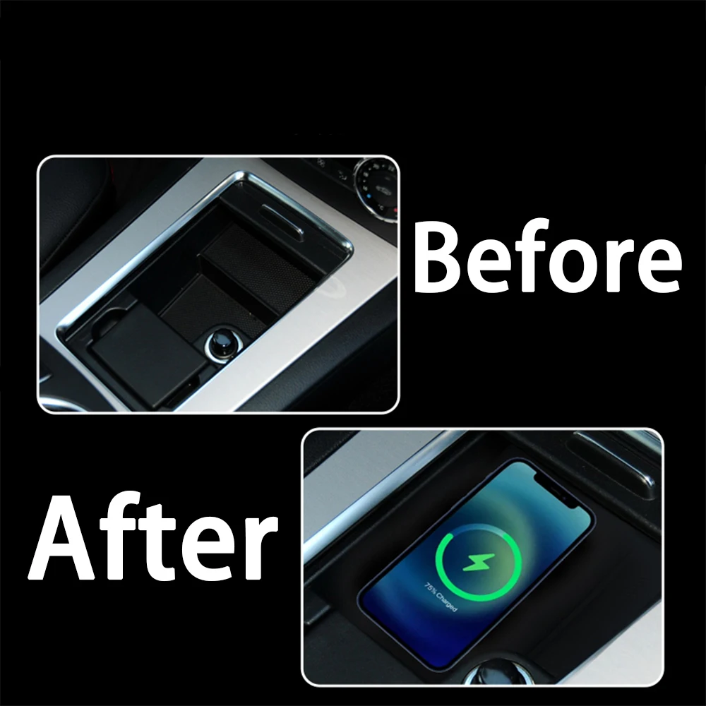 for Mercedes Benz GLK Class X204 2008–2015 Center Console Storage Wireless Mobile Phone Charger 18W Magsafe Fast Charging Panel - Image 3