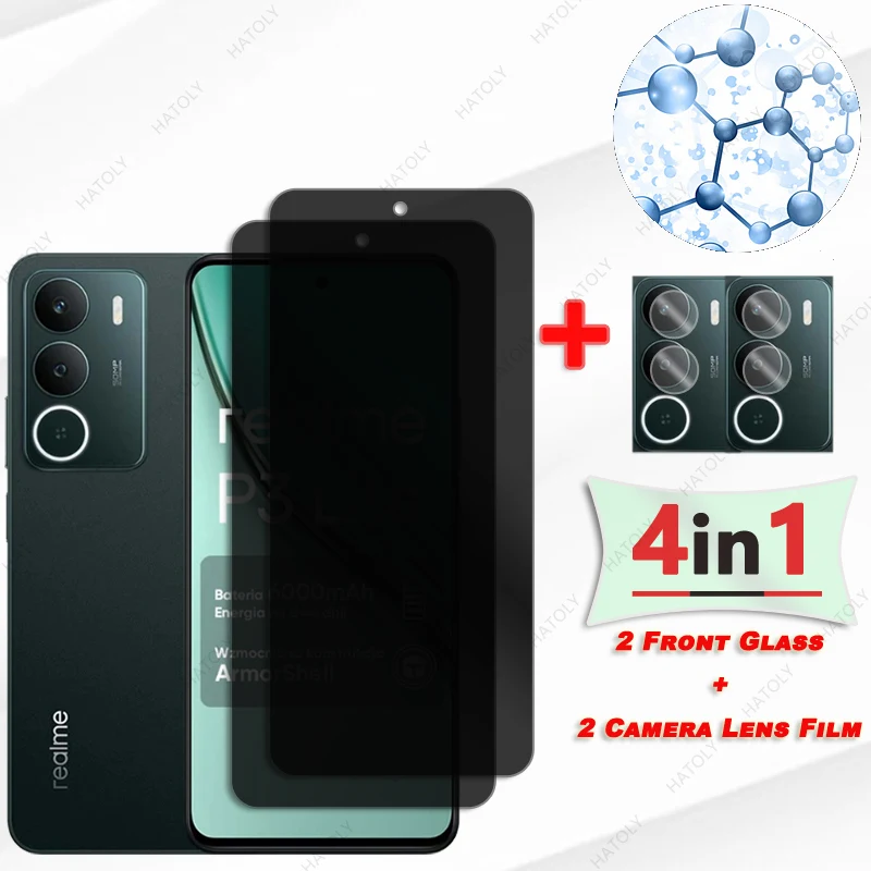 Privacy Screen Protector For Realme P3 Lite 4G Glass For Realme P3 Lite 4G Anti-spy Glass Camera Lens Protector Anti Glare Glass - Image 2