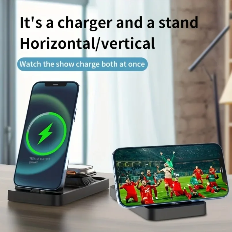 3 in 1 Foldable Wireless Charging Station Super Fast Charger Stand For iPhone 17 16 15 14 13 Pro Max Apple Watch AirPods Devices