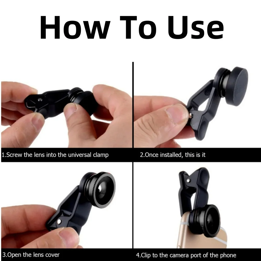 3 in 1 Fisheye Lens 0.67X Wide Angle Micro Camera Lens With Phone Clip For iPhone Samsung Xiaomi Universally Smartphone Lens Kit - Image 6