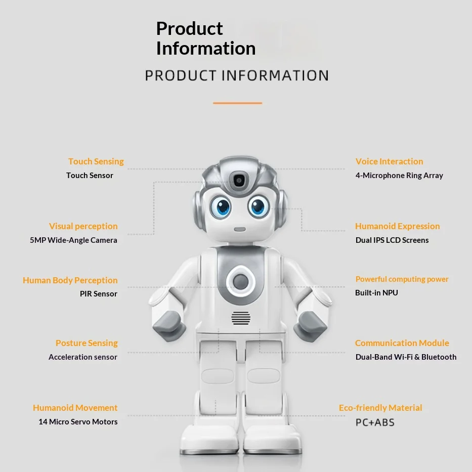 AI Wukong Plastic Smart Educational Robot Children's Companion Intelligent Humanoid LCD Display Can Talk Remote Monitoring Toy - Image 6