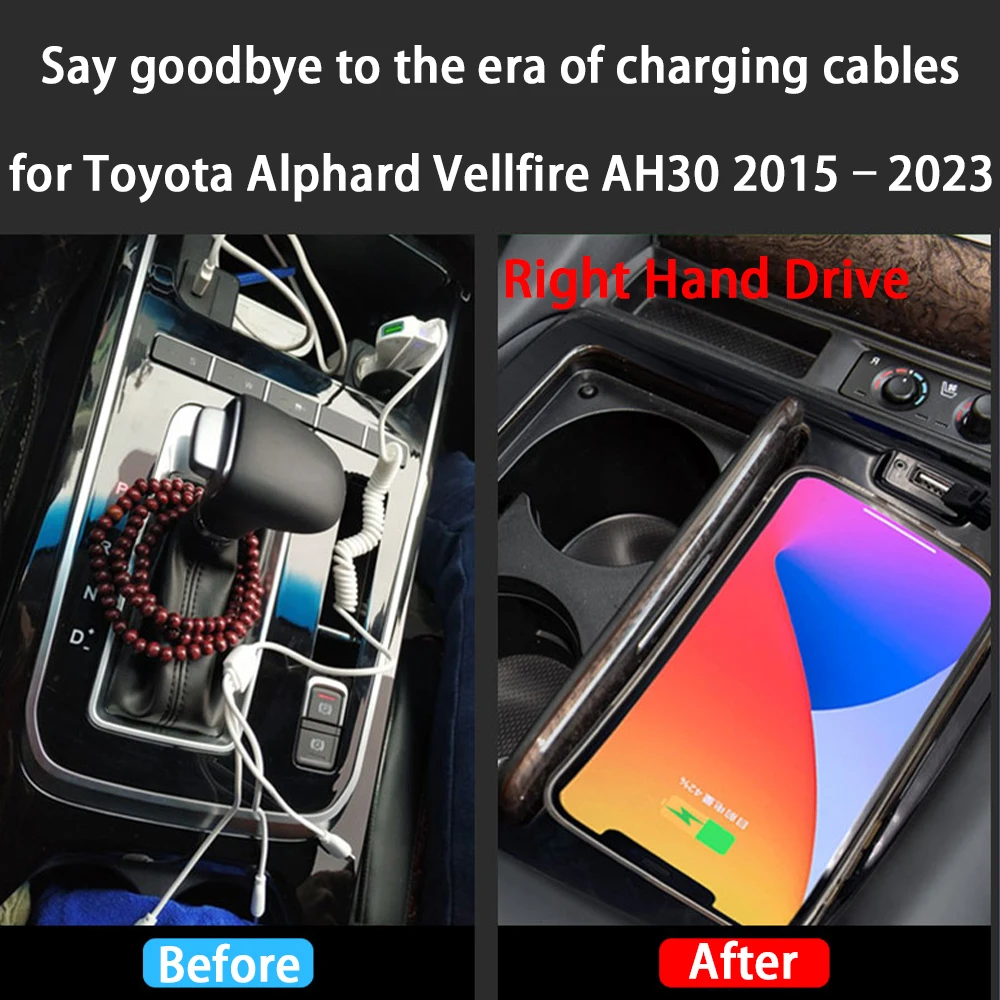 for Toyota Alphard Vellfire AH30 2015–2023 Center Console Storage Wireless Mobile Phone Charger 18W iPhone Magsafe Fast Charging - Image 3