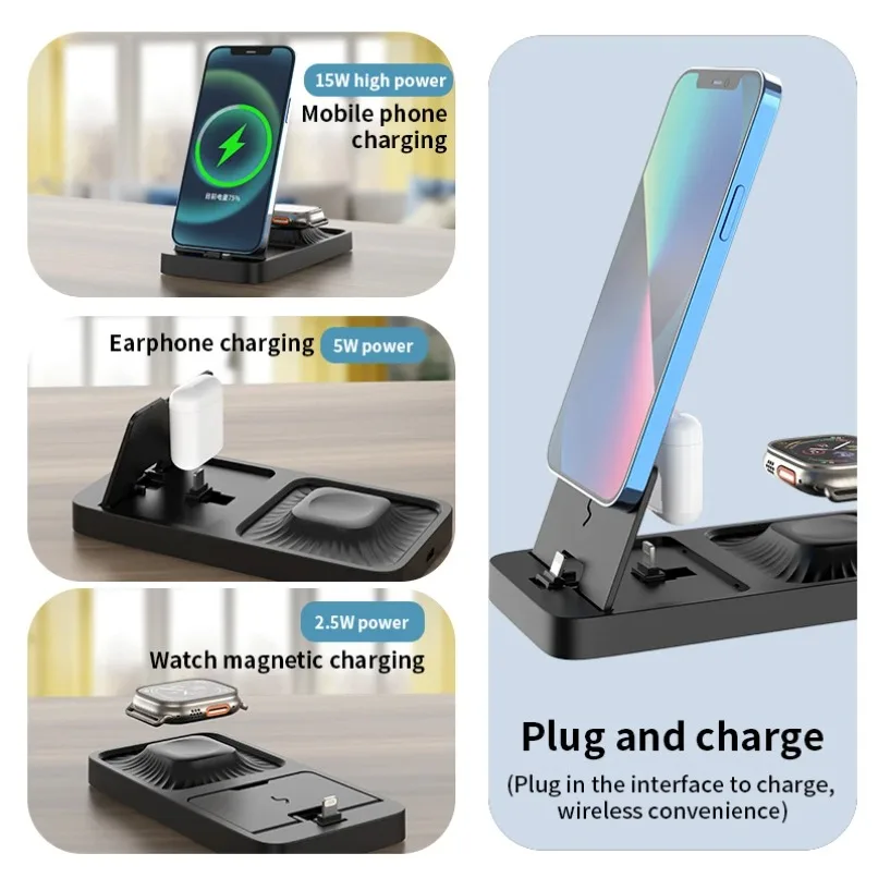 3 in 1 Foldable Wireless Charging Station Super Fast Charger Stand For iPhone 17 16 15 14 13 Pro Max Apple Watch AirPods Devices - Image 4