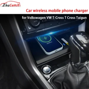 for Volkswagen VW T-Cross T Cross Taigun Center Console Storage Wireless Mobile Phone Charger QI 18W Magsafe Fast Charging Panel