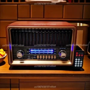 Retro European and American-Style Desktop Radio with FM, AM, and Shortwave Bands, Remote Control, Bluetooth, and Card Slot