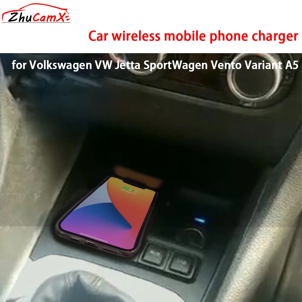 for Volkswagen VW Jetta SportWagen Vento Variant A5 Center Console Storage Wireless Mobile Phone Charger QI 18W Magsafe Charging