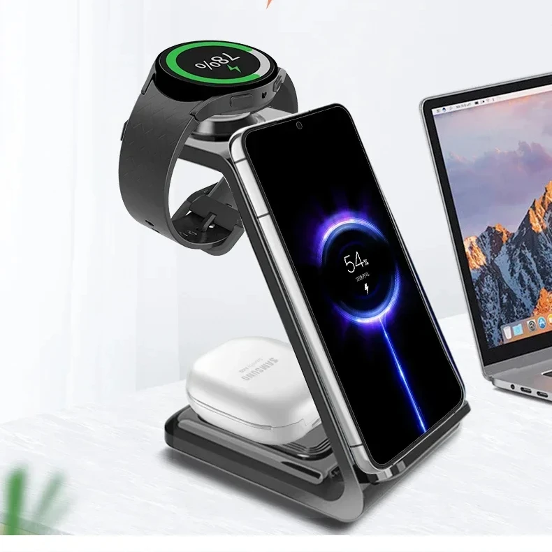 3 in 1 Wireless Charger Stand Fast Charging Dock Station For iPhone 15 14 XR Apple Watch 6 7 iWatch 30W wireless charging HT-ZZ1 - Image 4