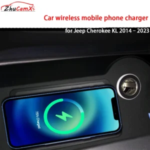 for Jeep Cherokee KL 2014–2023 Center Console Storage Wireless Mobile Phone Charger QI 18W iPhone Magsafe Fast Charging Panel