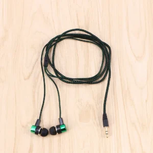 Heavy Bass in-Ear Earphone Cloth Line 3.5mm Plug Green Stereo Noise Cancelling Earbuds for Music Running Calling