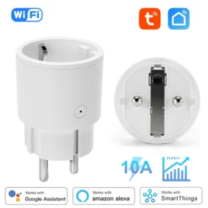 Tuya 10A Smart Plug WiFi EU Power Monitor Socket Round Head APP Timing Outlets Voice Control Works With Alexa Google Home