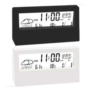 LCD Desktop Alarm Clock Transparent Calendar Weather Station Digital Temperature and Humidity Display Home Appliance Smart Life