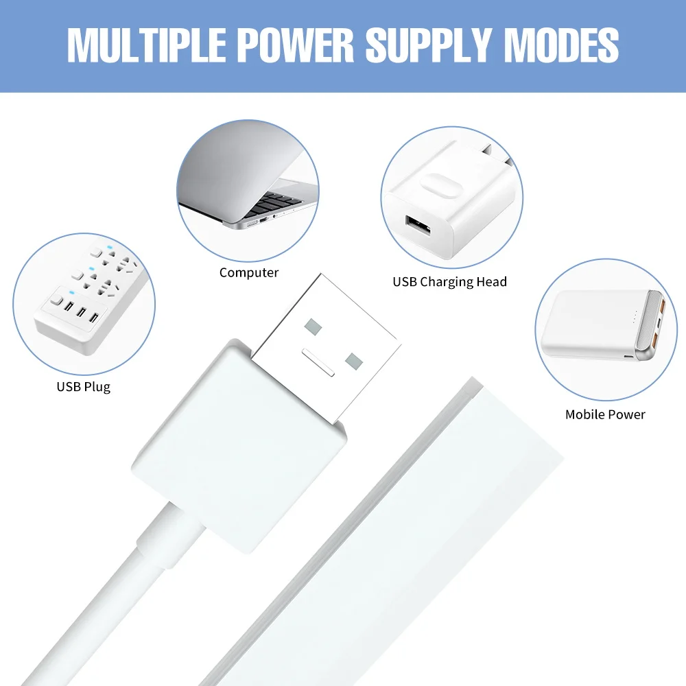 50cm/19.69inches LED Under Cabinet Light Hand Sweep Sensor Switch USB 5V Kitchen Lamp Bedroom Wardrobe Living room Nightlight - Image 4