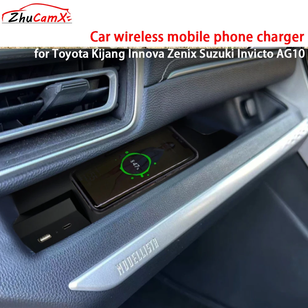 for Toyota Kijang Innova Zenix Suzuki Invicto AG10 Copilot Storage Wireless Mobile Phone Charger QI 18W iPhone Magsafe Charging