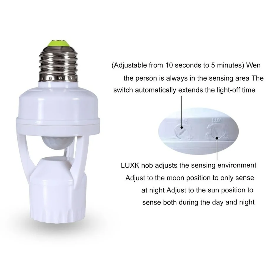 Phlanp Smart Light Bulb Switch110V-240V PIR Induction Infrared Motion Sensor E27 LED lamp Base Holder Socket Adapter Converter - Image 4